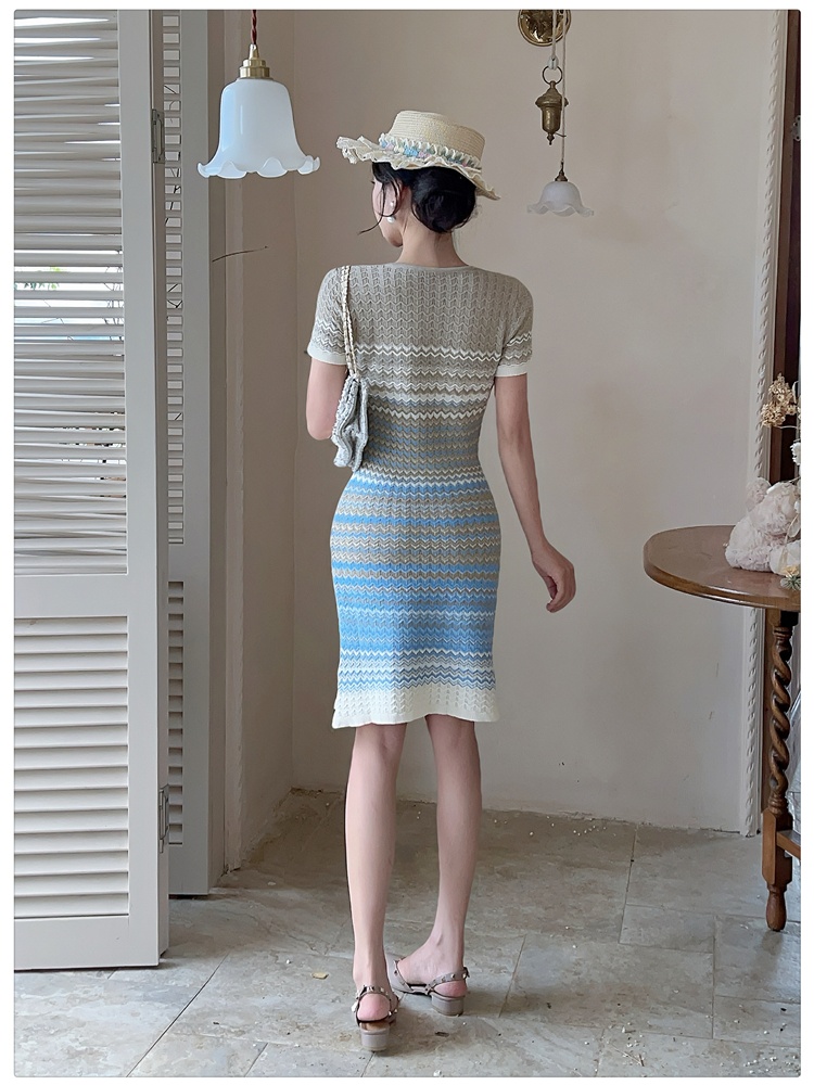 Knitted package hip temperament dress for women