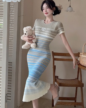 Chanelstyle stripe long dress summer dress for women