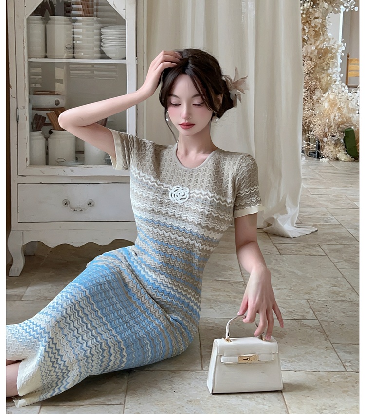 Chanelstyle stripe long dress summer dress for women