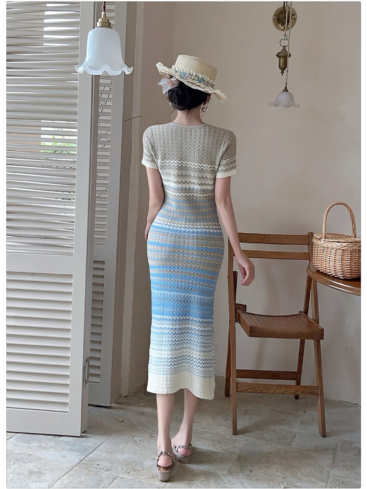 Chanelstyle stripe long dress summer dress for women