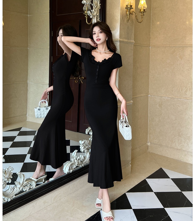 France style sling mermaid dress lace short sleeve underwear