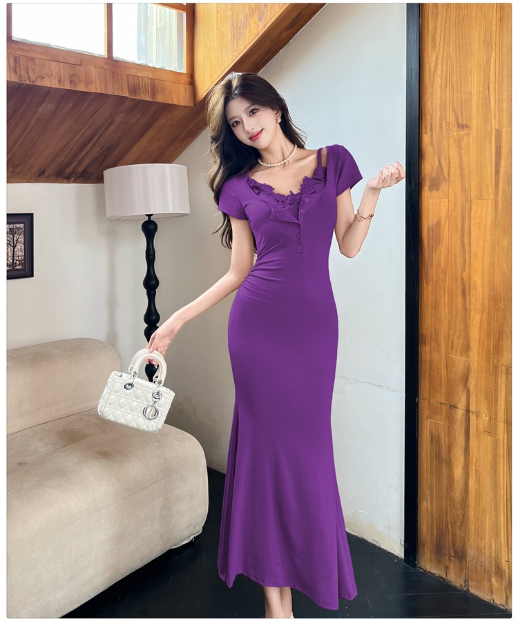 France style sling mermaid dress lace short sleeve underwear