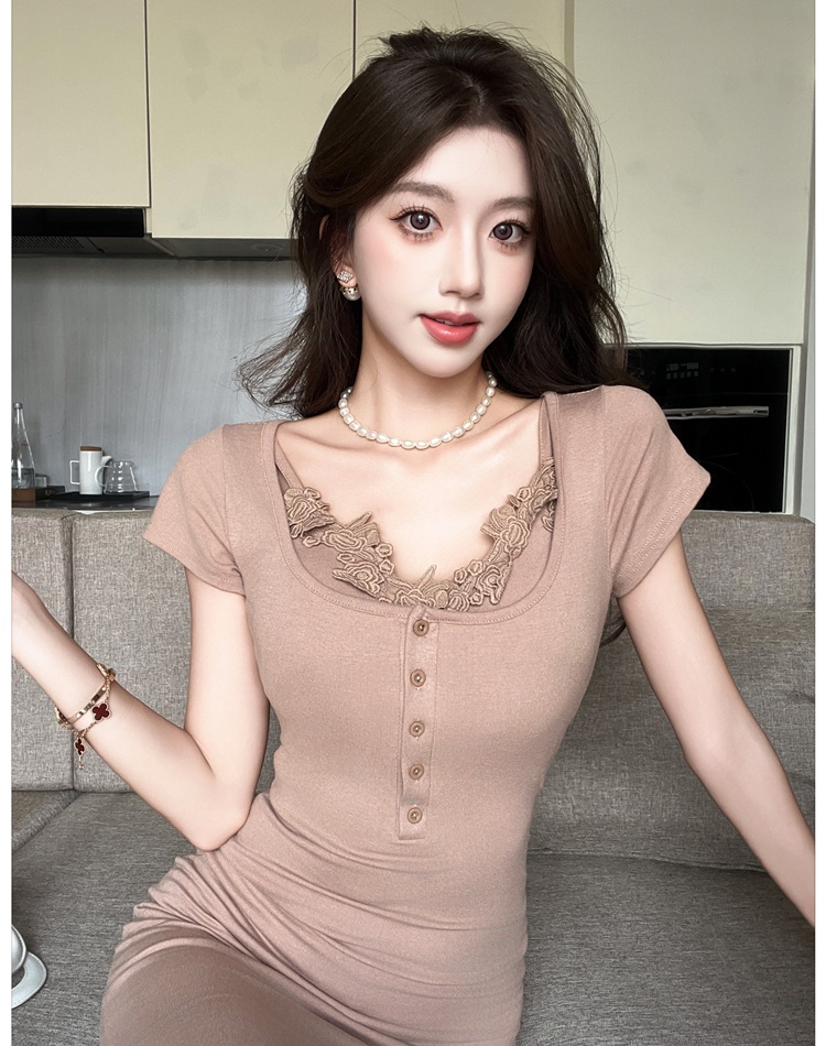 France style sling mermaid dress lace short sleeve underwear