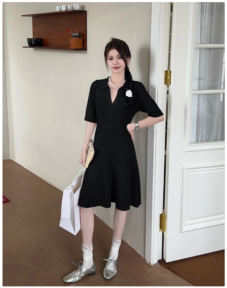 Temperament long France style pinched waist dress