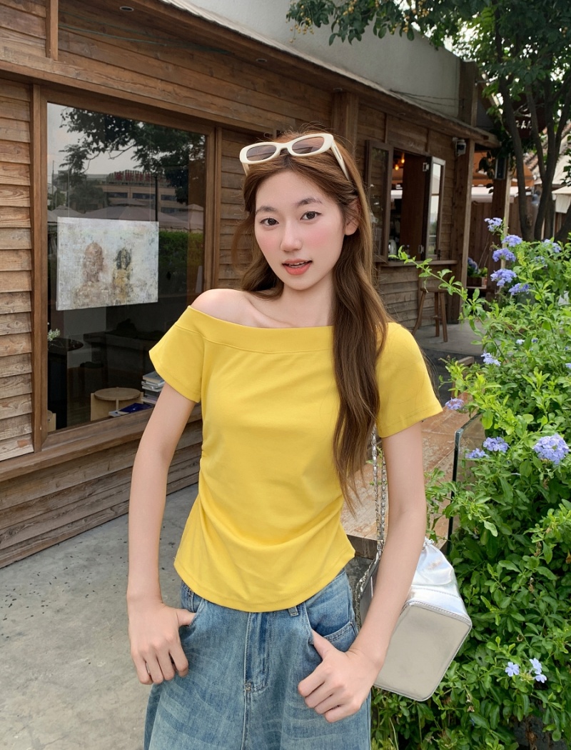 Fold tops pinched waist small shirt for women