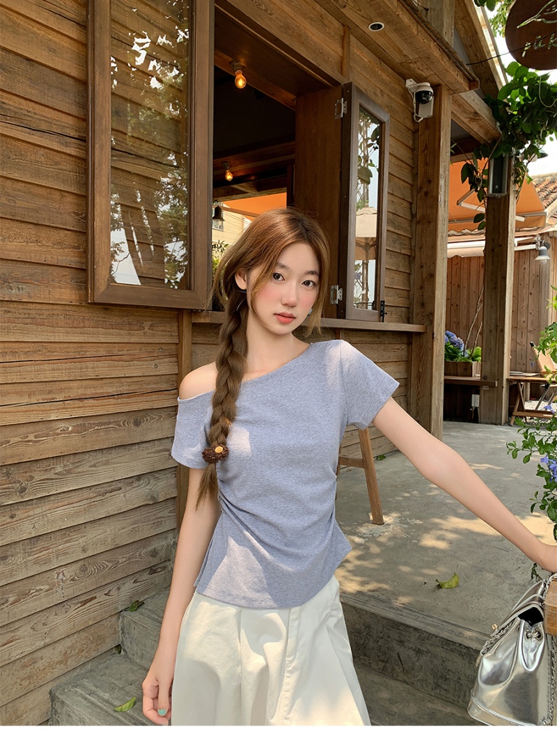 Fold tops pinched waist small shirt for women