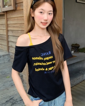 Unique Pseudo-two tops short sleeve short T-shirt