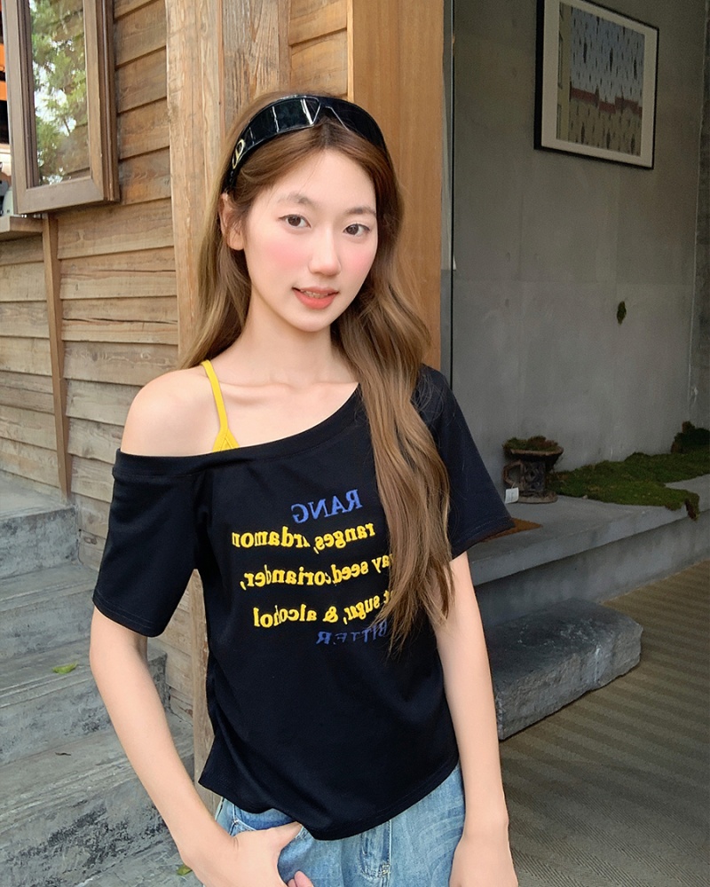 Unique Pseudo-two tops short sleeve short T-shirt