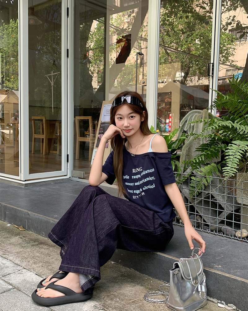 Unique Pseudo-two tops short sleeve short T-shirt
