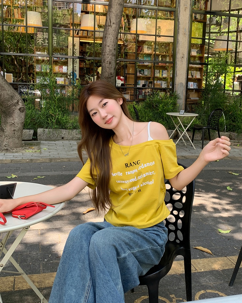 Unique Pseudo-two tops short sleeve short T-shirt