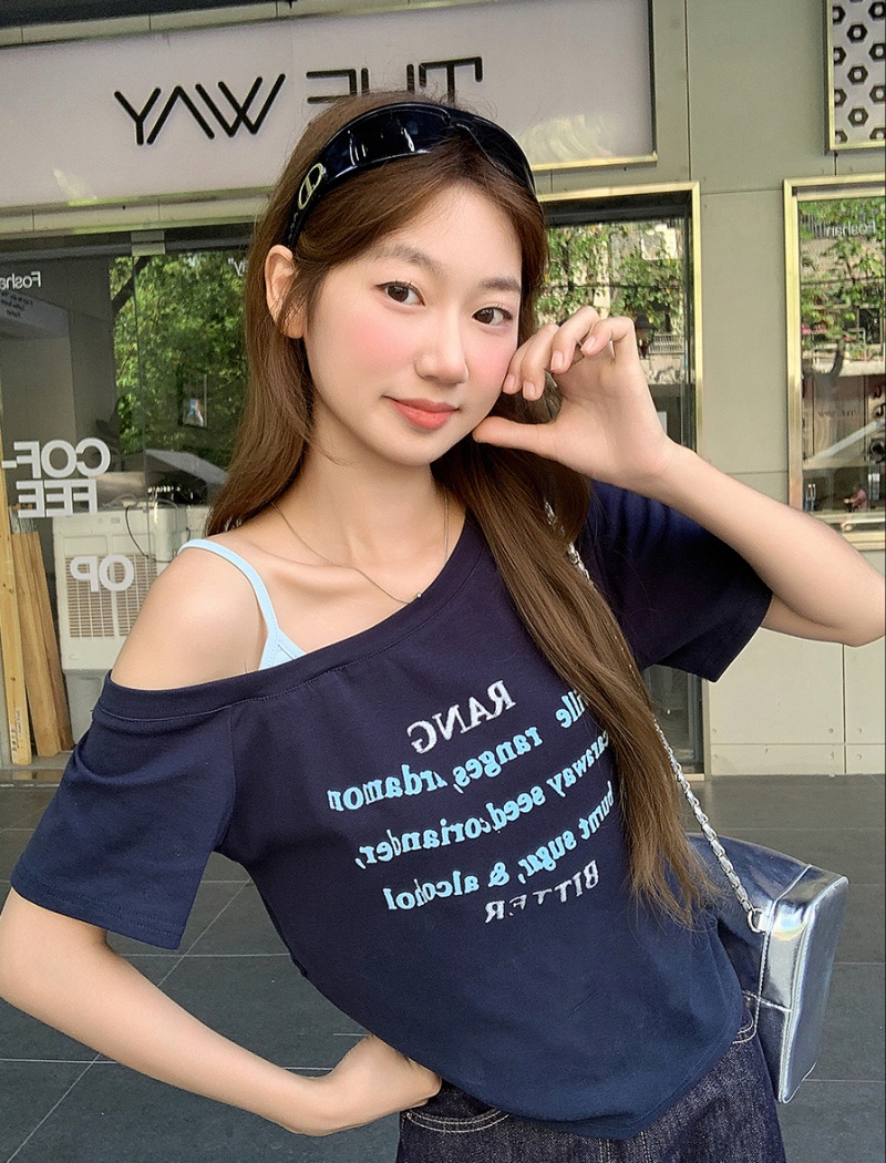 Unique Pseudo-two tops short sleeve short T-shirt