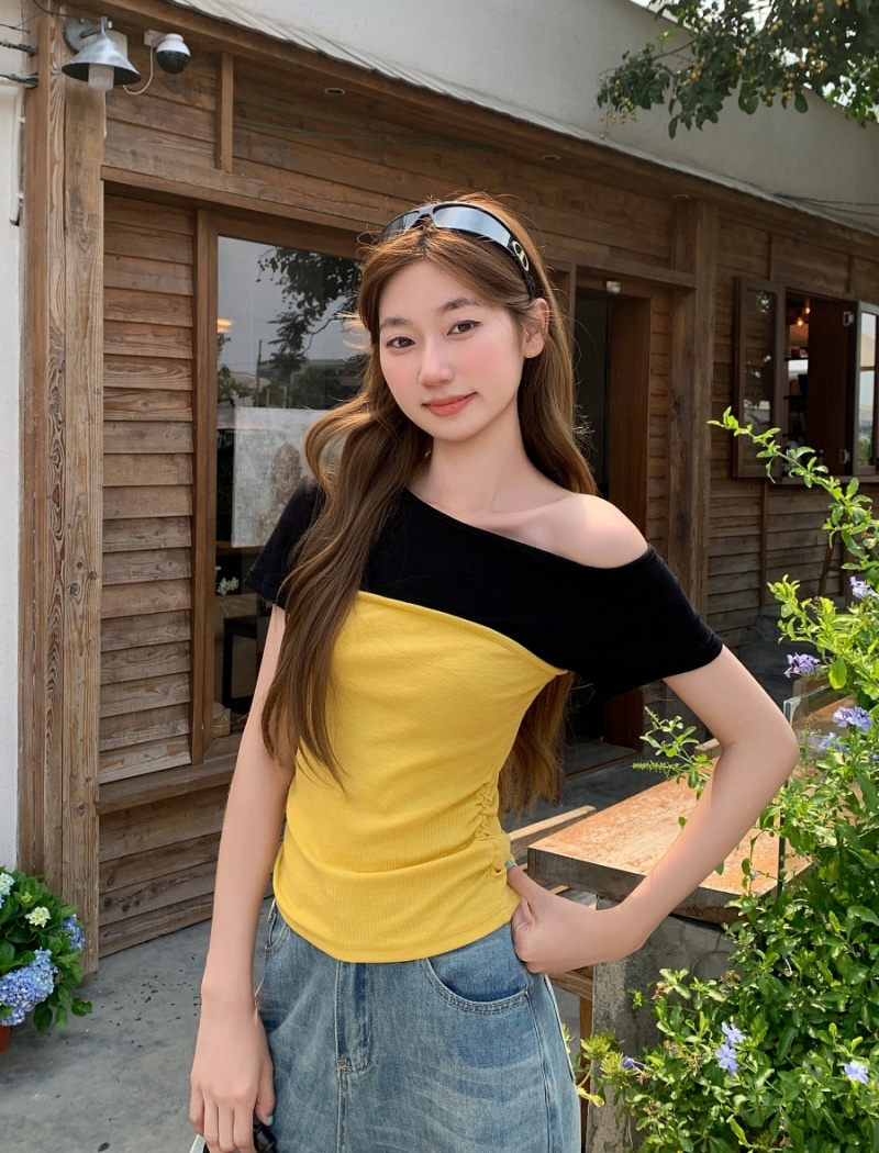 Short spicegirl tops mixed colors T-shirt for women