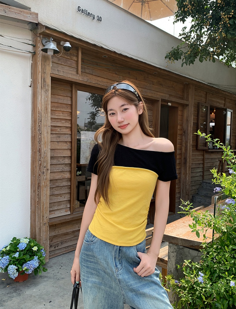 Short spicegirl tops mixed colors T-shirt for women