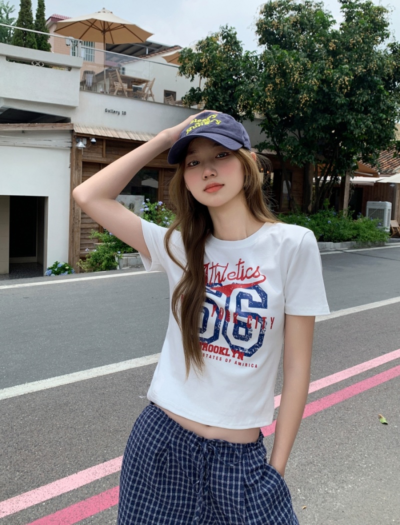 Short summer tops all-match short sleeve T-shirt for women