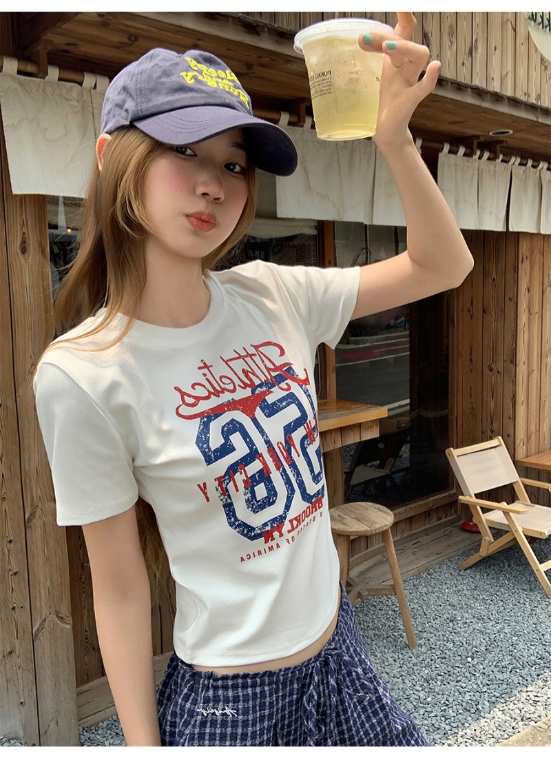 Short summer tops all-match short sleeve T-shirt for women