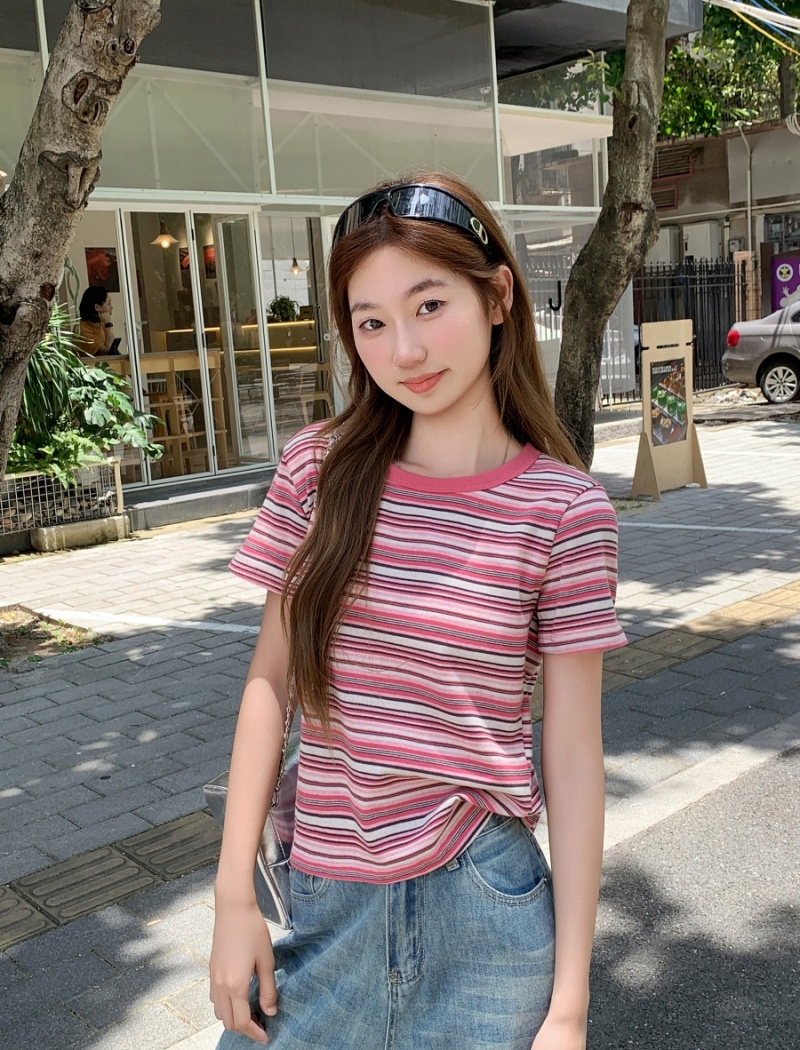 Slim short sleeve tops colors summer T-shirt for women