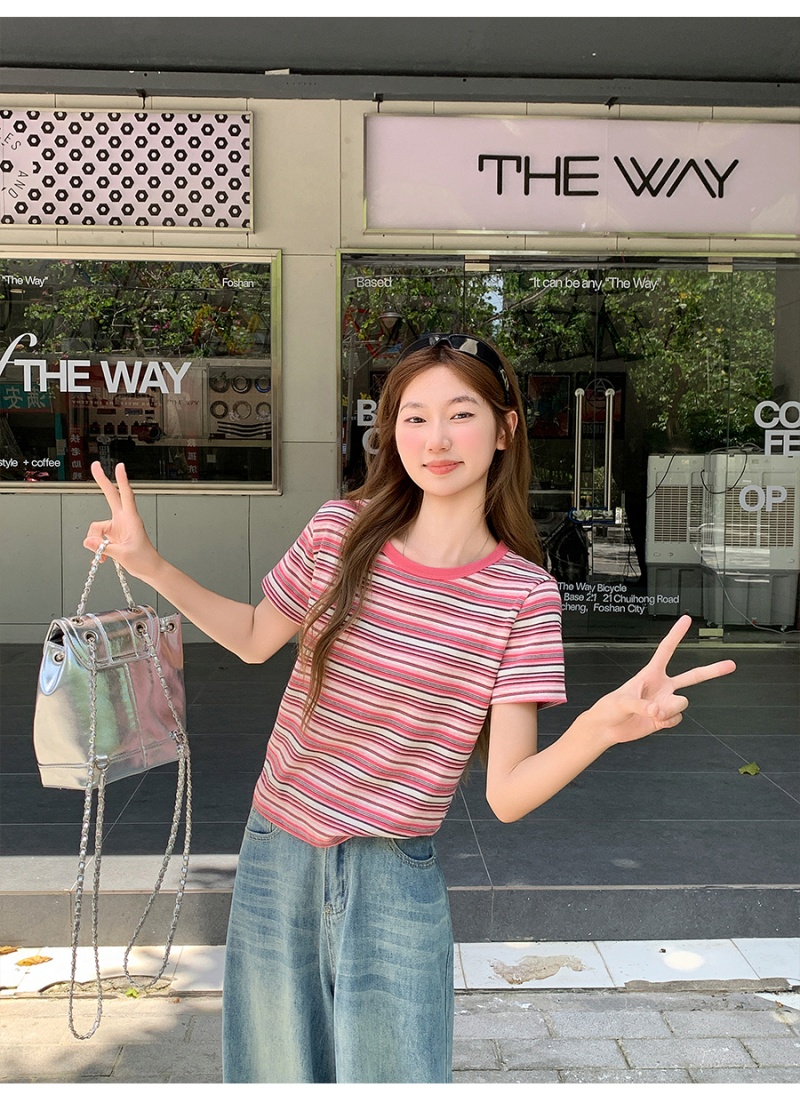 Slim short sleeve tops colors summer T-shirt for women