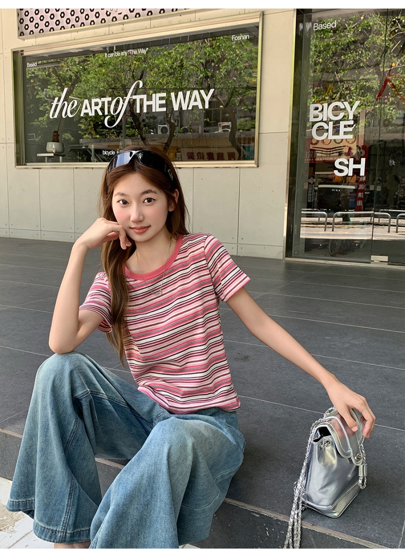 Slim short sleeve tops colors summer T-shirt for women
