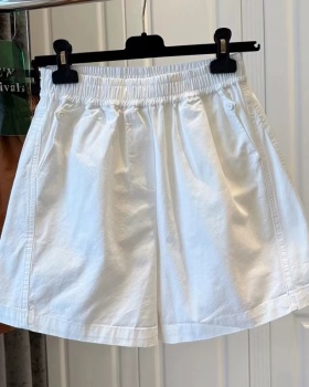 Sports washed Casual wide leg elastic waist shorts for women