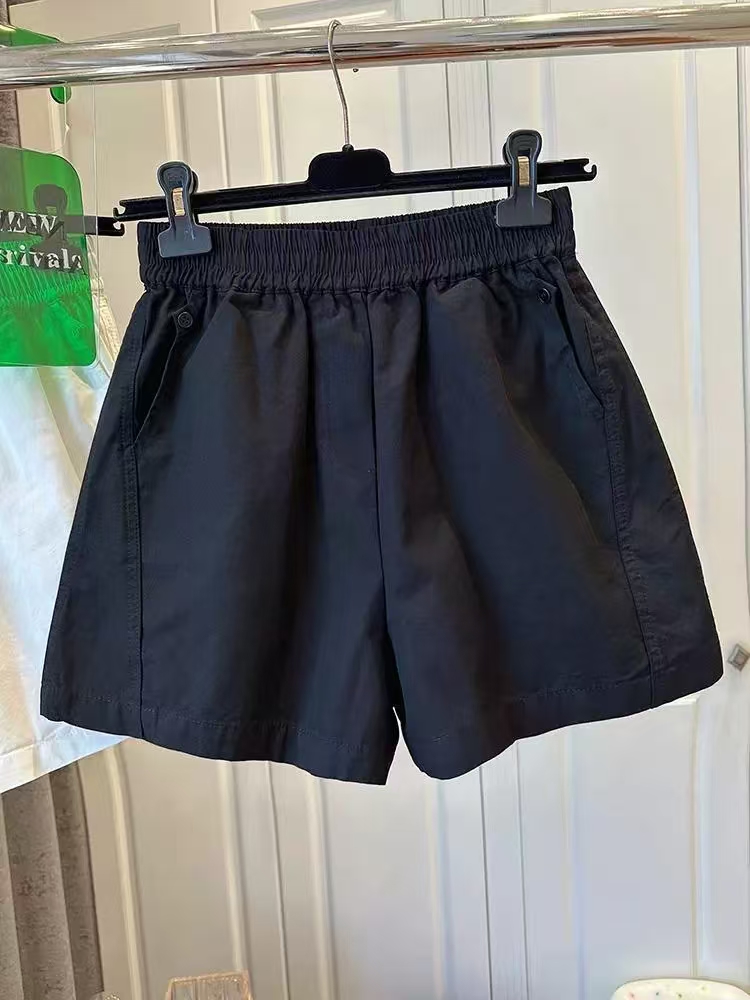 Sports washed Casual wide leg elastic waist shorts for women
