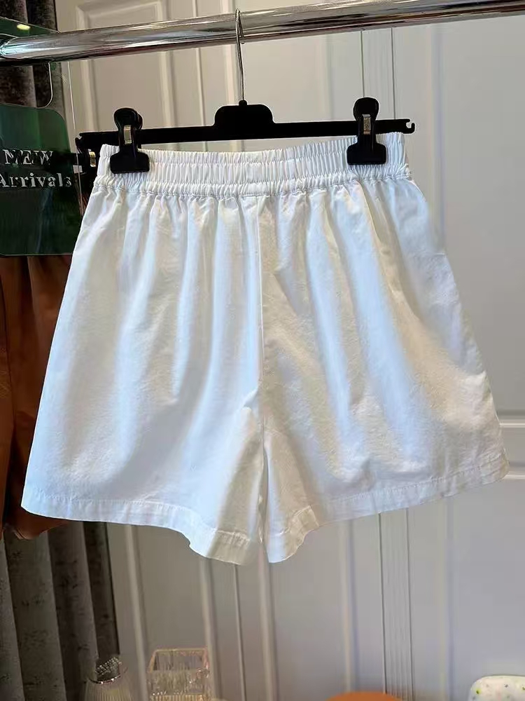 Sports washed Casual wide leg elastic waist shorts for women