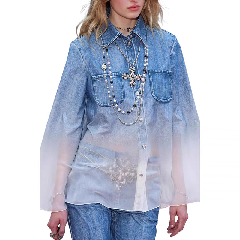 Chiffon high waist tops trumpet sleeves flare pants 2pcs set