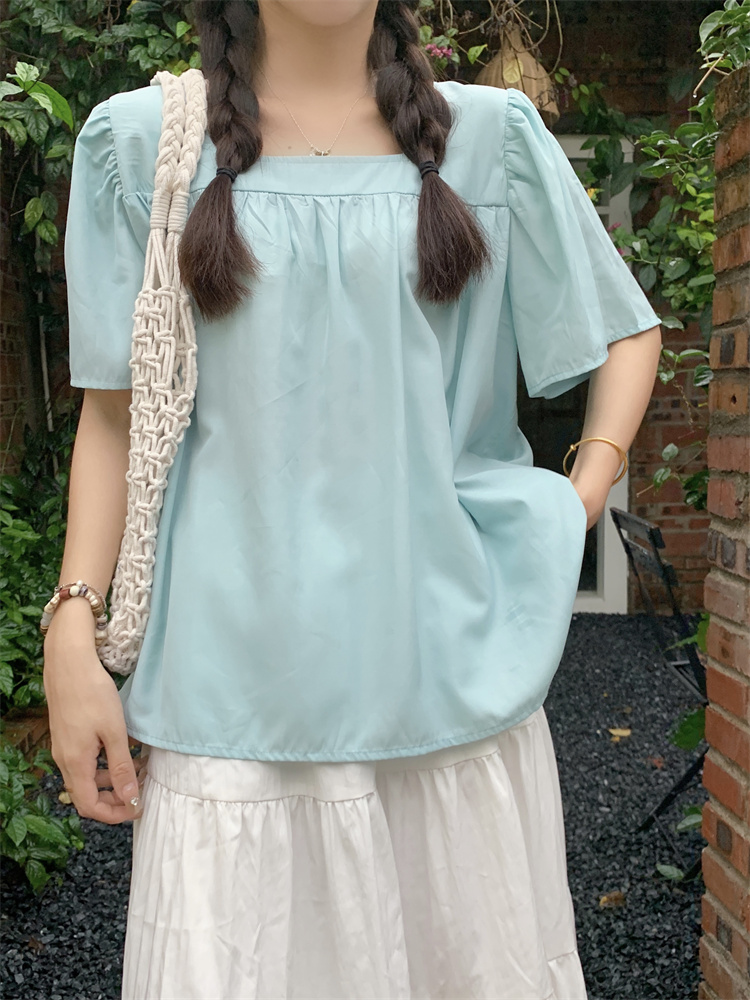 Trumpet sleeves tender doll shirt summer shirt for women