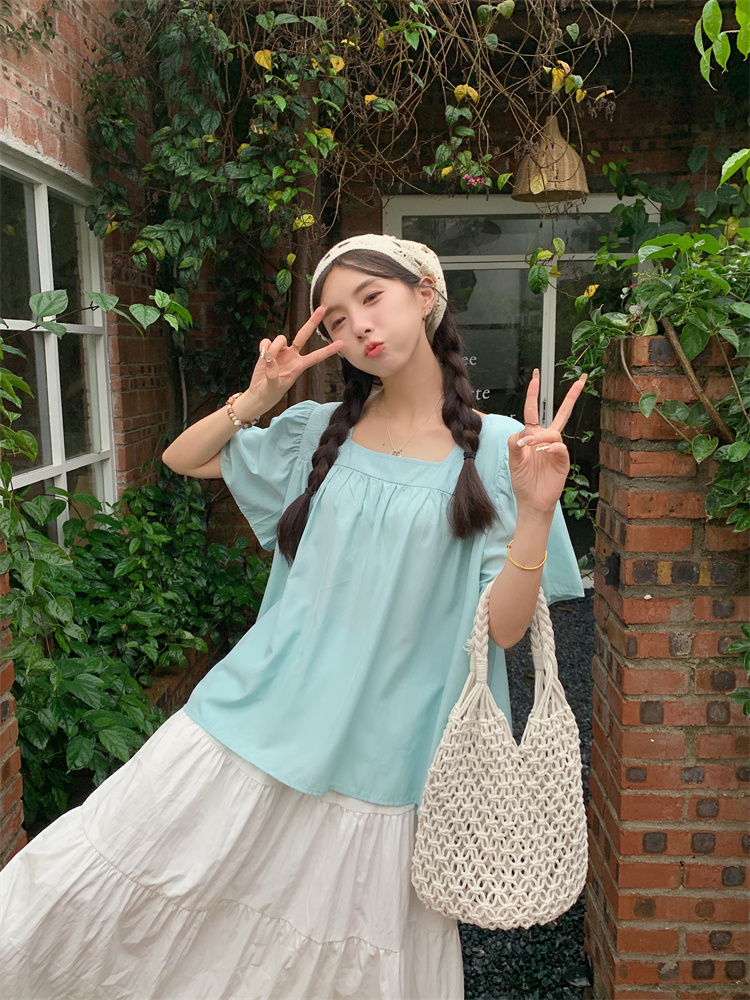 Trumpet sleeves tender doll shirt summer shirt for women