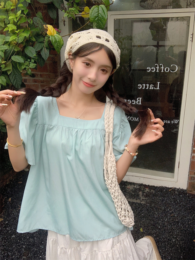 Trumpet sleeves tender doll shirt summer shirt for women