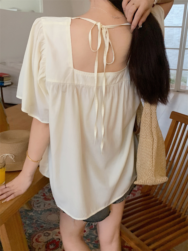 Trumpet sleeves tender doll shirt summer shirt for women
