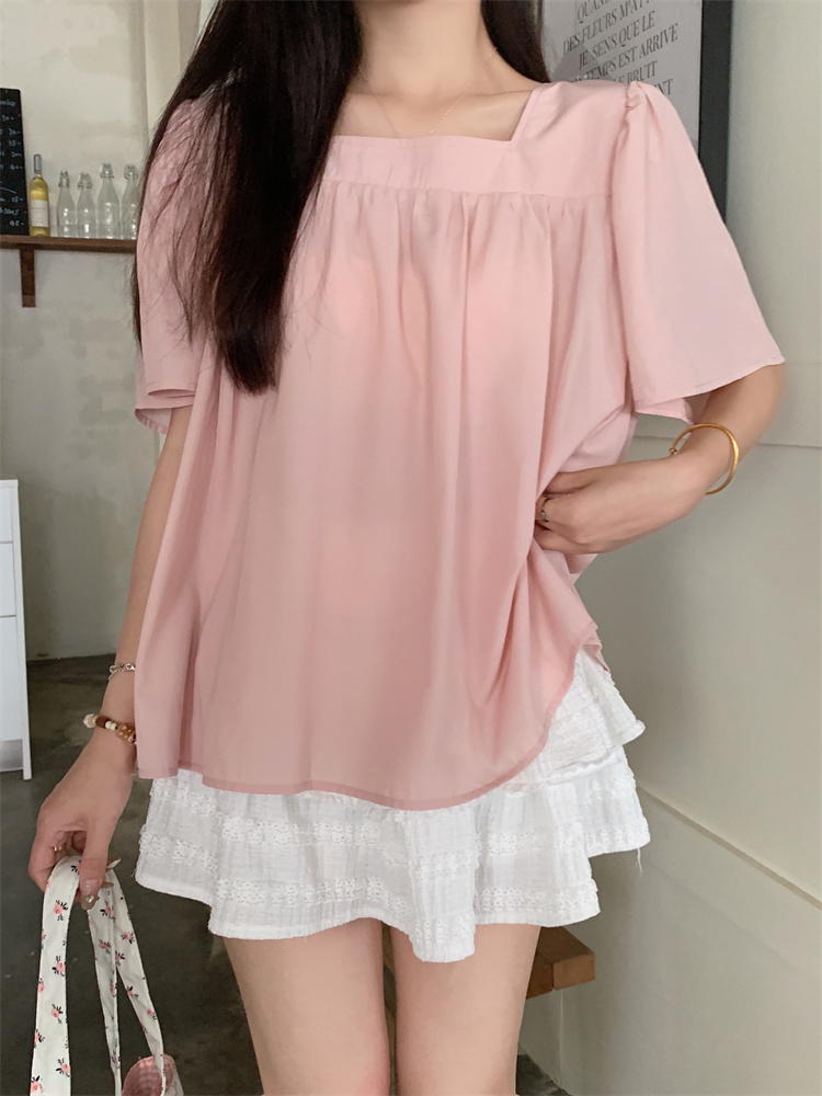 Trumpet sleeves tender doll shirt summer shirt for women