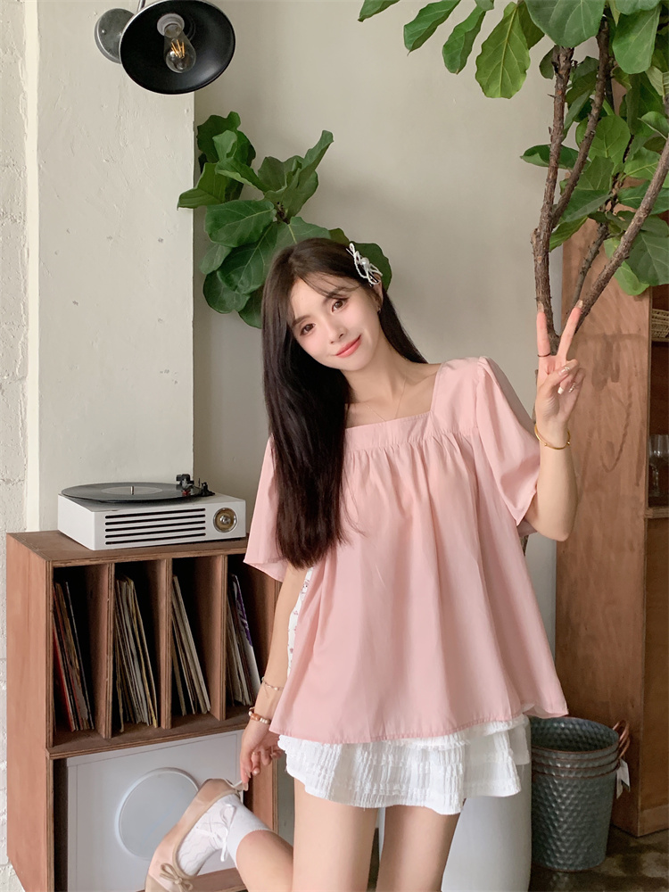 Trumpet sleeves tender doll shirt summer shirt for women