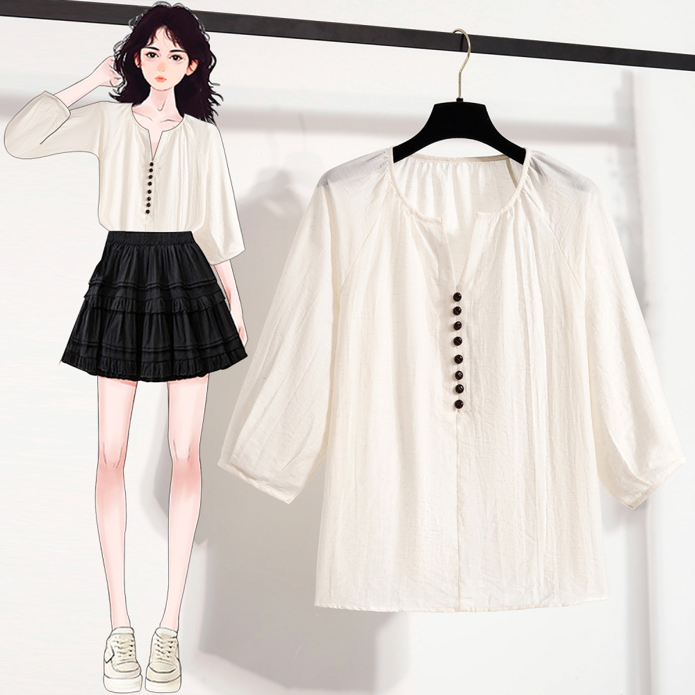 Lazy summer France style shirt short sleeve Casual tops