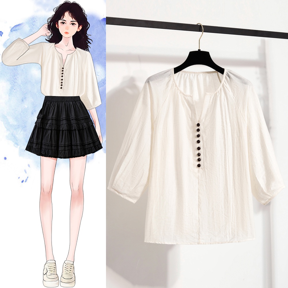 Lazy summer France style shirt short sleeve Casual tops
