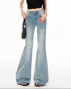 Elasticity thin blue jeans spicegirl slim flare pants