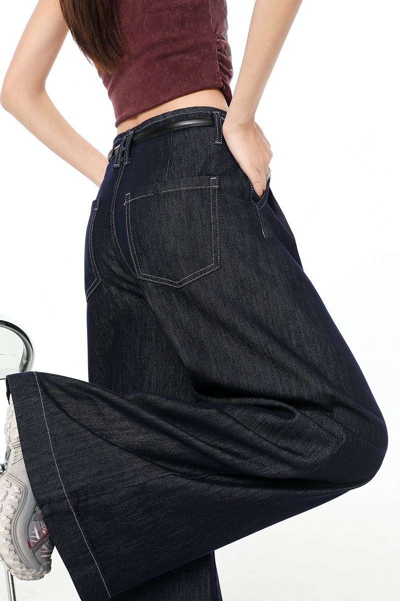 Ice silk loose jeans wide leg thin flare pants for women