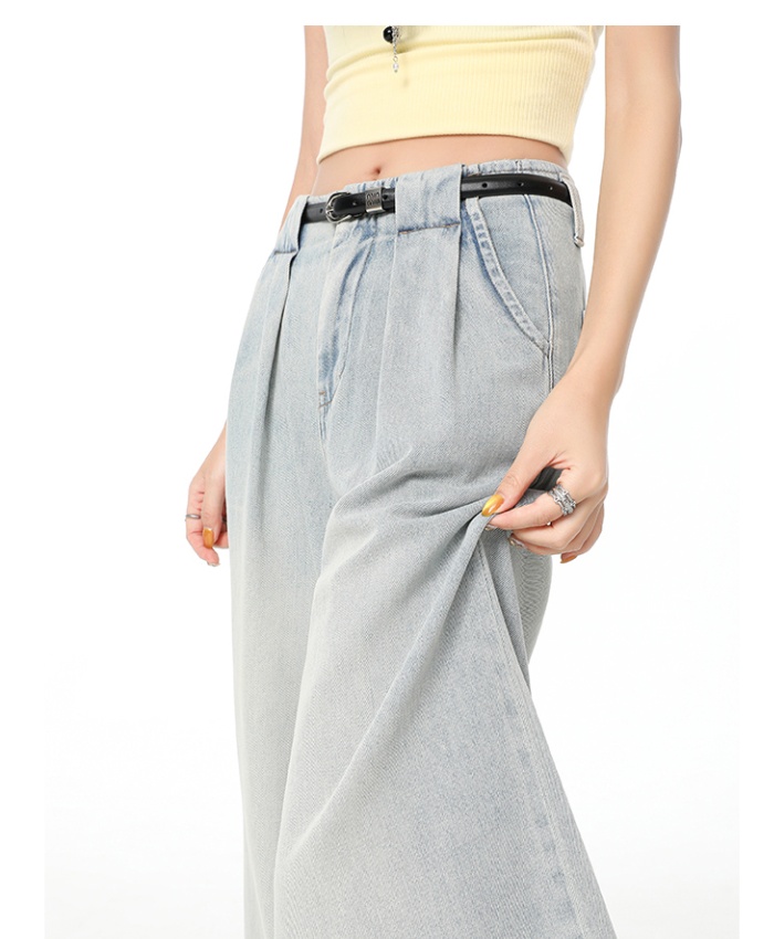 Ice silk loose jeans wide leg thin flare pants for women