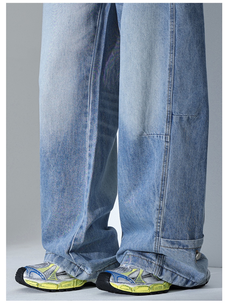 Thin ice silk summer jeans high waist all-match blue pants