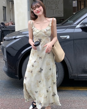 Temperament butterfly dress spring and summer long dress