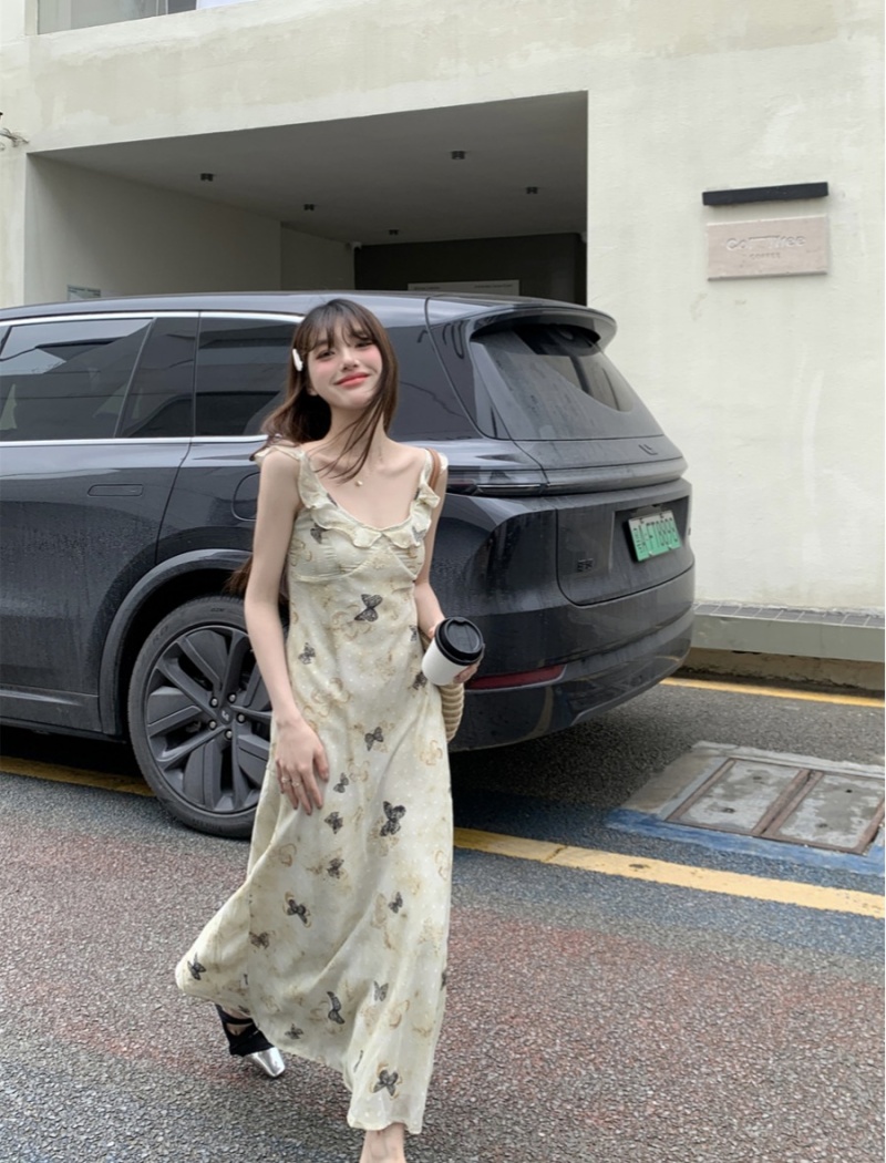 Temperament butterfly dress spring and summer long dress