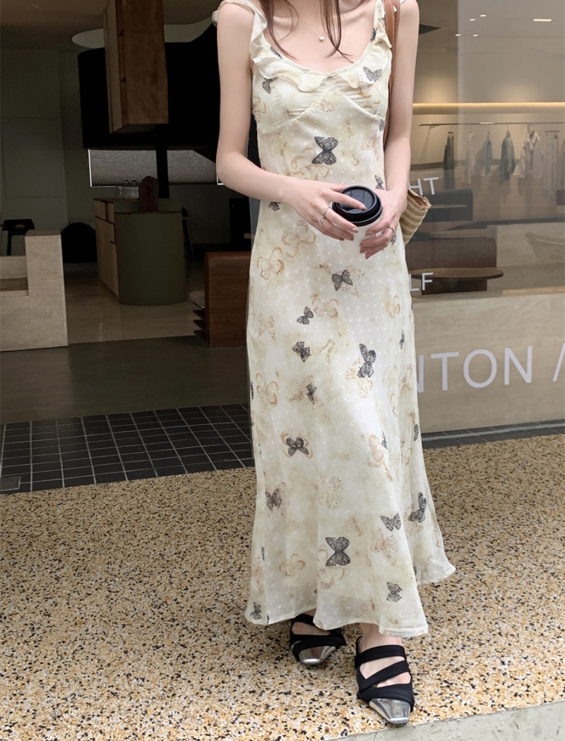 Temperament butterfly dress spring and summer long dress