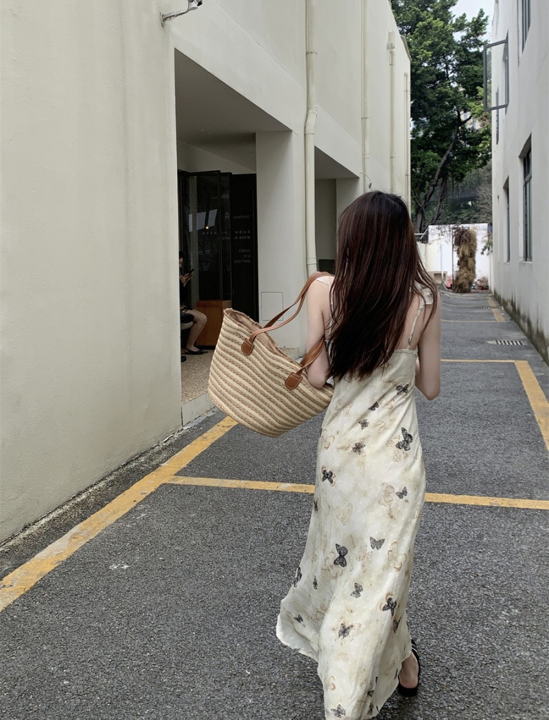 Temperament butterfly dress spring and summer long dress