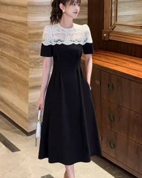 Cover belly slim France style splice dress for women