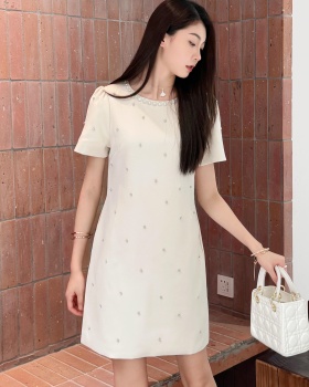 France style beading apricot summer ladies dress for women