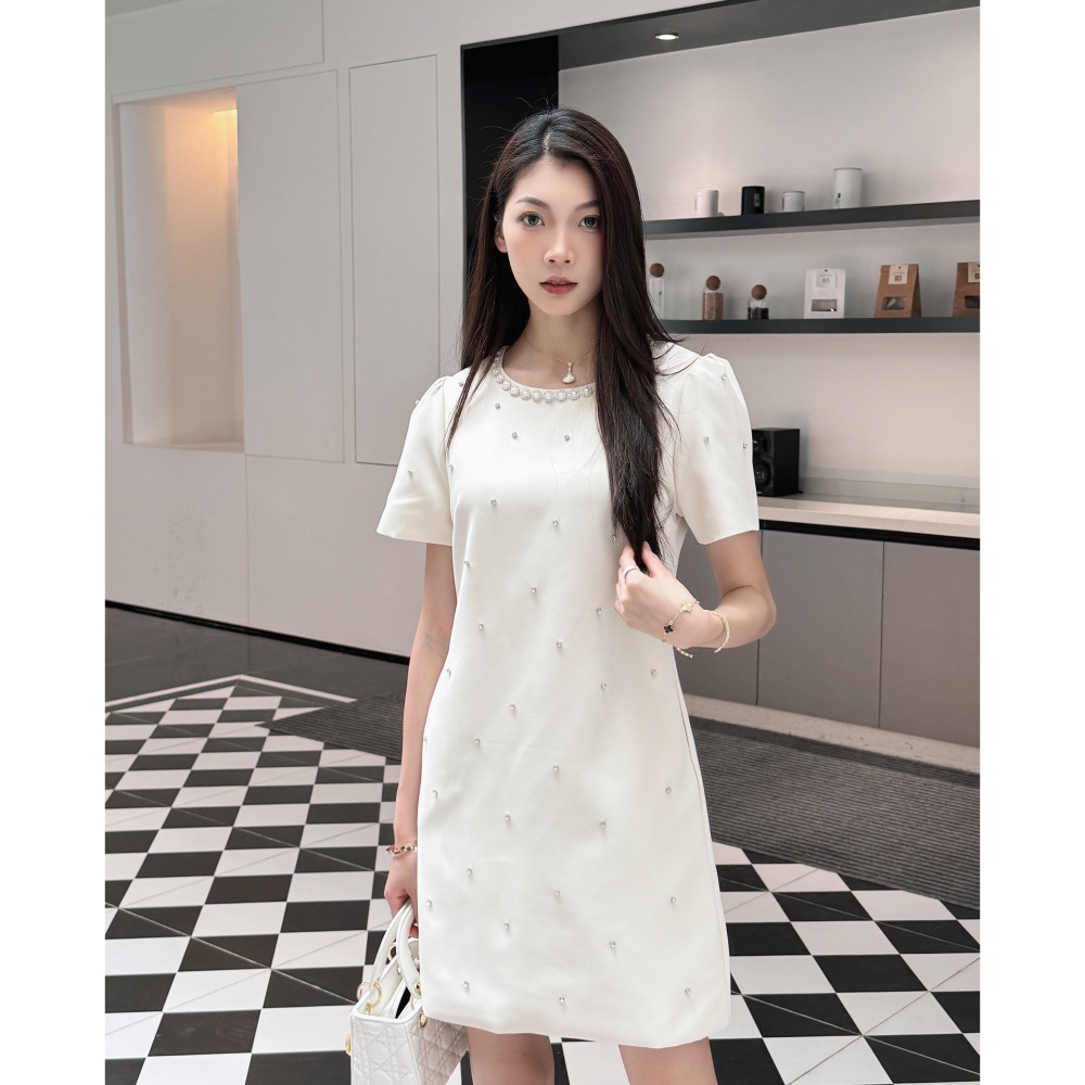 France style beading apricot summer ladies dress for women