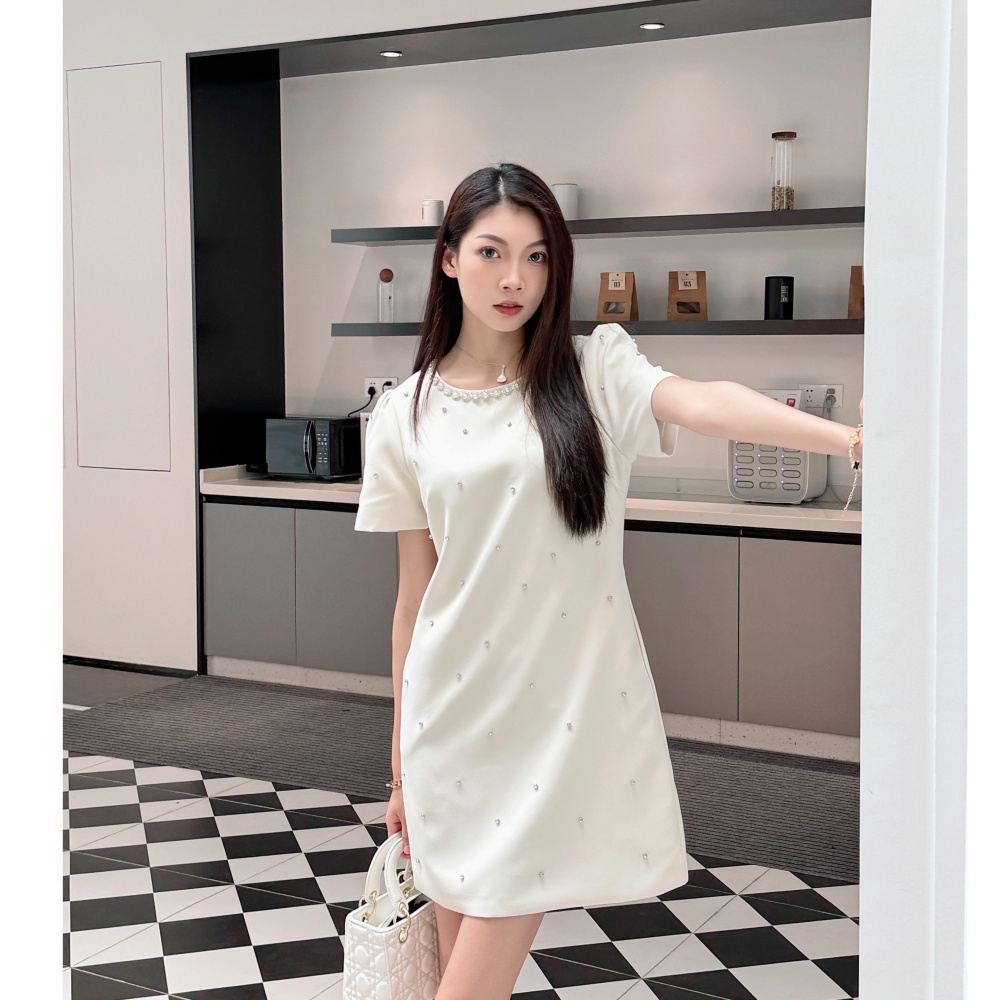 France style beading apricot summer ladies dress for women