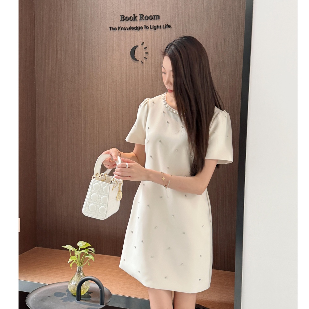 France style beading apricot summer ladies dress for women
