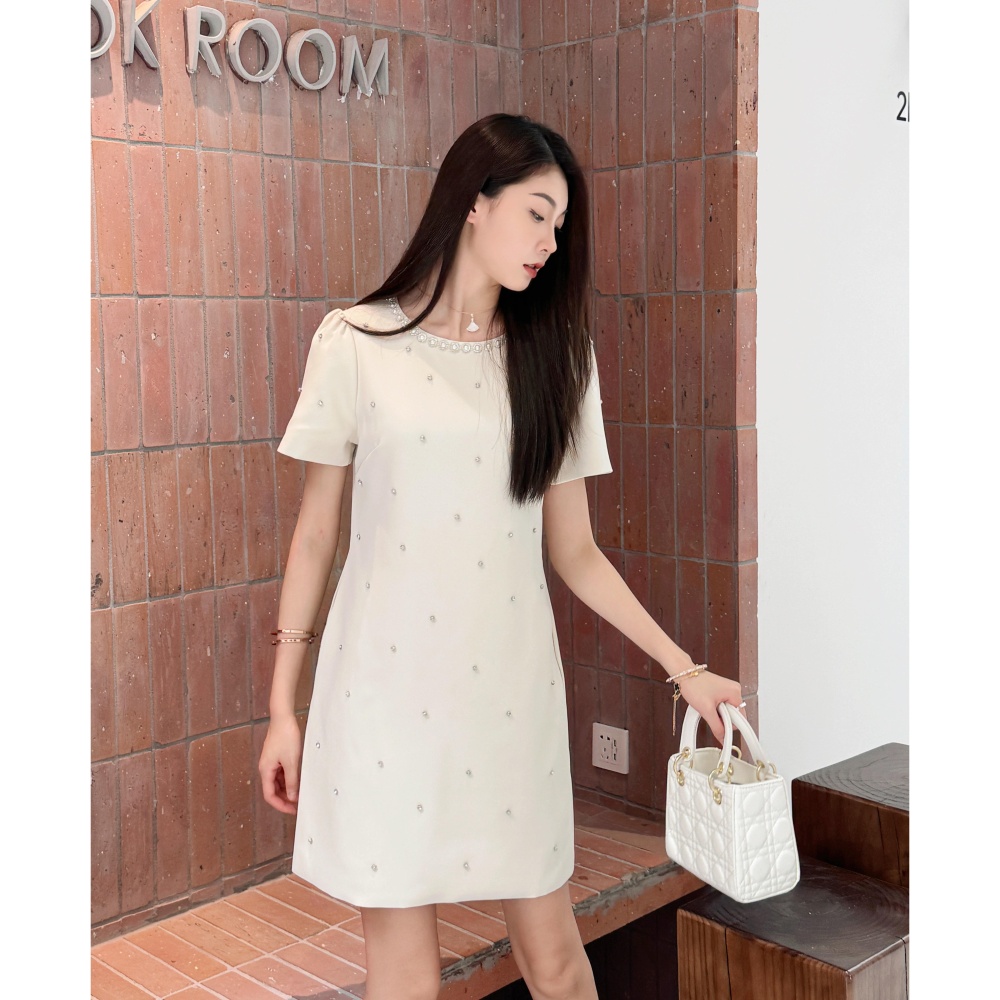France style beading apricot summer ladies dress for women