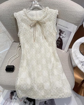 Niche beading bow sleeveless watkins dress for women