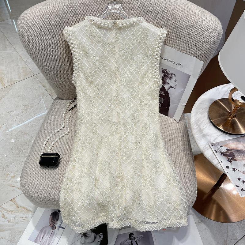 Niche beading bow sleeveless watkins dress for women